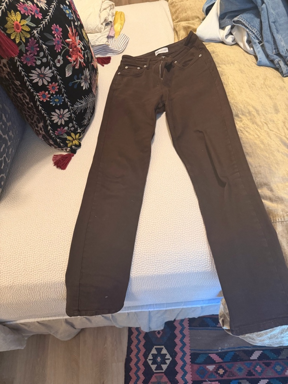 Zara Dark Brown High-Rise Jeans
